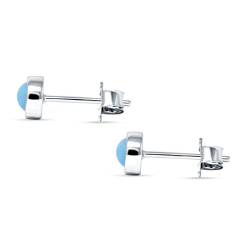 Half Ball Stud Earrings 5mm Round Turquoise 925 Sterling Silver